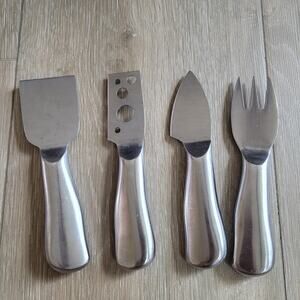 Stainless Steel Cheese Knife Set 4 Piece Slicer Spreader Fork Kitchen Utensils S